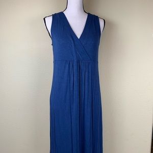 J. Jill Blue faux wrap Maxi Slit Dress small